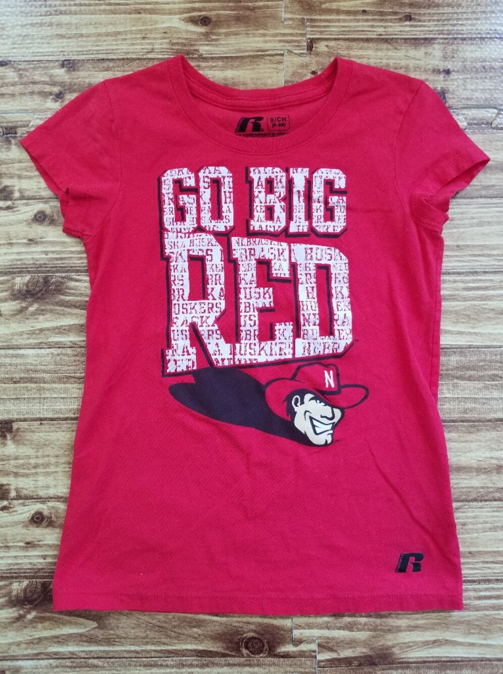 Nebraska Cornhuskers Russell Athletic Red Kids Shirt Small 6 Girls Football